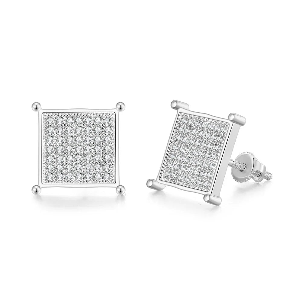 Iced Out Zircon Stud Earrings — Two-Tone