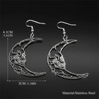 Gothic Skull Steel Earrings Crescent Moon Skeleton