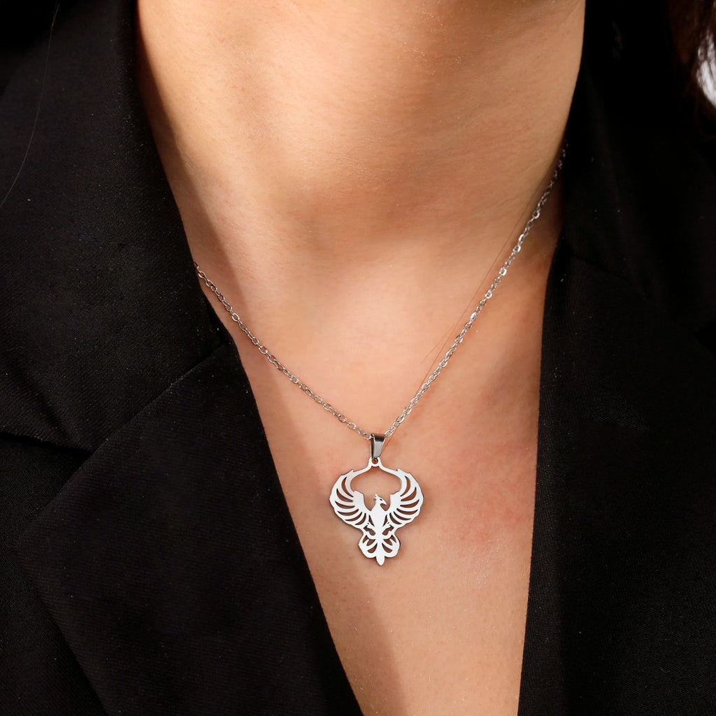 Phoenix Necklace Supernatural Amulet Chain God Bird Gift For Woman Men Kid Child Gold Color Stainless Steel Pendant Jewelry