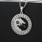 Yin Yang Wolf Sun Moon Pendant — Stainless Steel