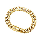8mm-14mm Hip Hop Bling Gold Color Stainless Steel Cuban Miami Chains Necklaces Link Chain for Men Rapper Jewelry