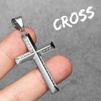 Cross Gemstone Pendant — Stainless Steel
