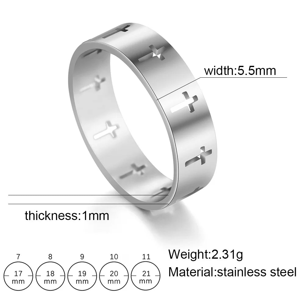 Gothic Wedding Cross Ring — Stainless Steel