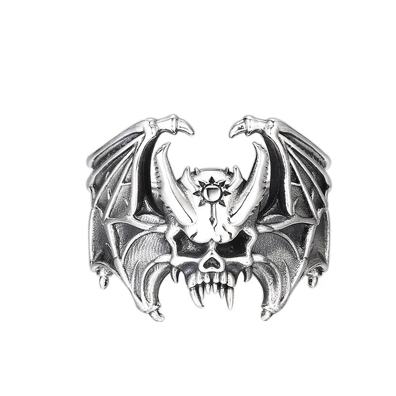 Gothic Skull Demon Bat Ring — Stainless Steel