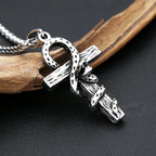 Snake Cross Pendant — Stainless Steel