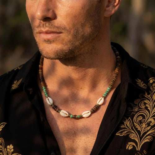 Coconut Shell Beaded Surfer Necklace
