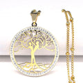 Iced Out Tree Of Life Gold Pendant Love Crystal