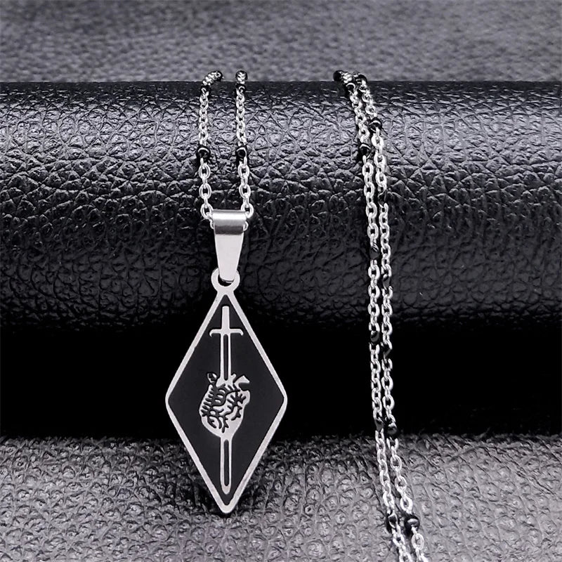 Steel Pendant Dark Enamel Transgender Symbol Triangle
