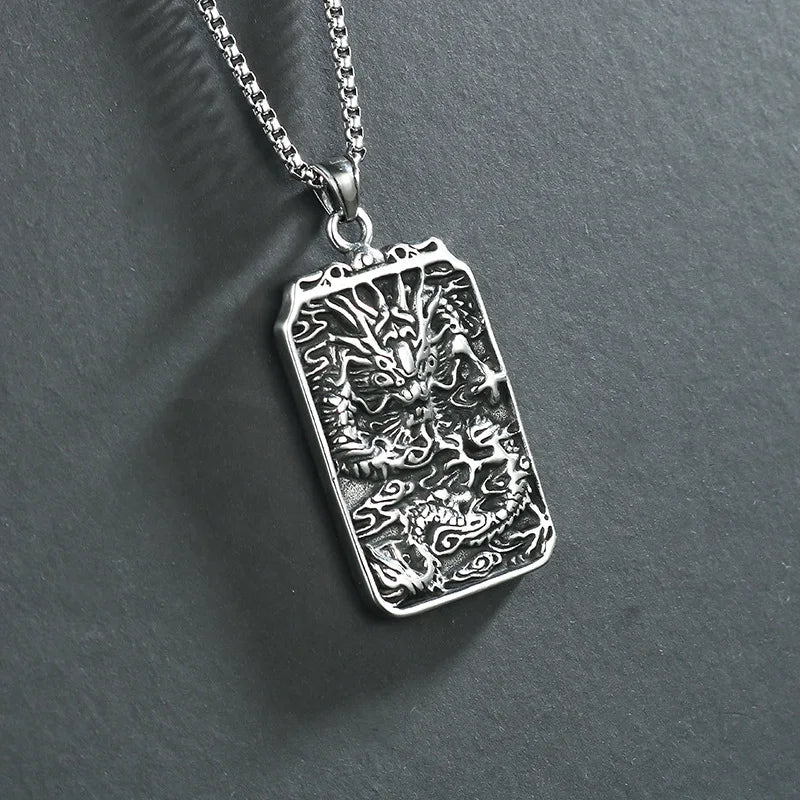 Dragon Zodiac Steel Pendant Head Vintage