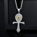 Iced Out Ankh Eye of Horus Pendant Necklace