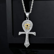 Iced Out Ankh Eye of Horus Pendant Necklace