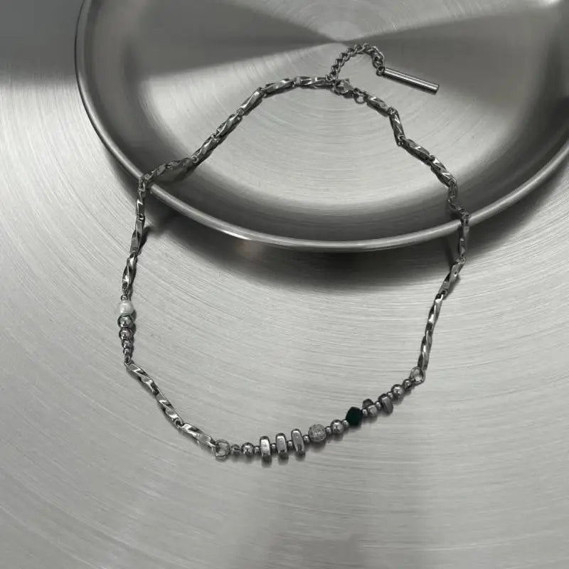 Beaded Stainless Steel Pendant Necklace