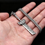 Distressed Cloud Pattern Broken Blade Stainless Steel Pendant Necklace Unisex Retro Punk Fantasy Warrior Accessory Fashion Gift