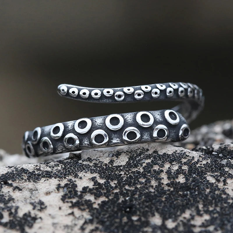 Fashion Men Rings Retro Colour Stainless Steel Vintage Octopus Style Irregular Pattern Trendy Accessories For Man Women