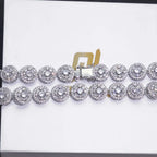 Gold Tennis Necklace Iced Out T-Square Mixed Inlay