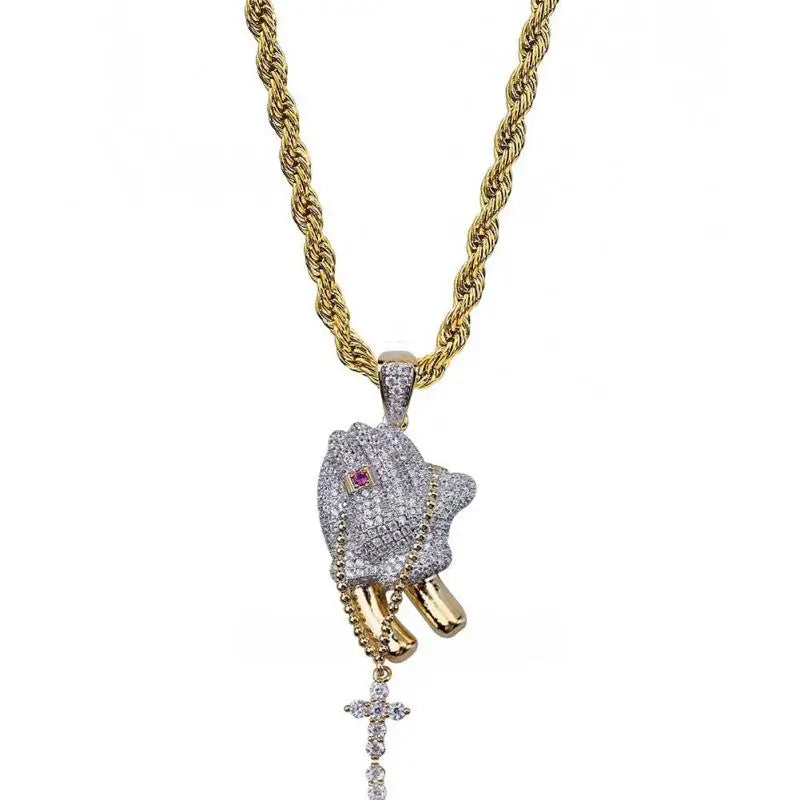 Men's Personality Is Cool, Ha's New Large Wing Pendant, Copper Inlaid Zircon Fashionable Street Necklace Trend