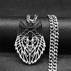Wolf Pendant Necklace — Silver Stainless