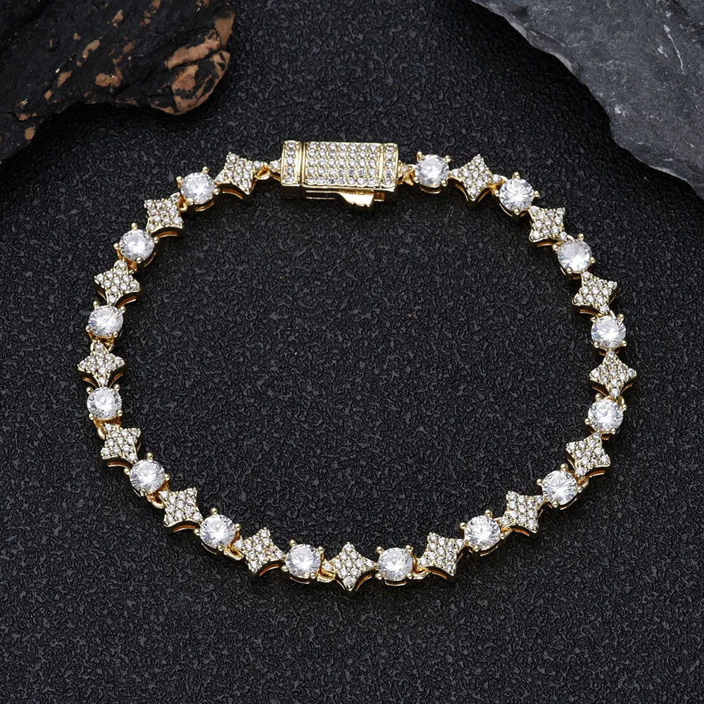Star Tennis Chain Necklace Iced Out CZ