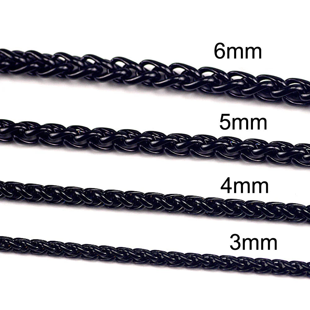 1 piece Width 3mm/4mm/5mm/6mm Black Color Keel Link Chain Necklace For Men Women Stainless Steel Chain Necklace