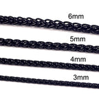 1 piece Width 3mm/4mm/5mm/6mm Black Color Keel Link Chain Necklace For Men Women Stainless Steel Chain Necklace