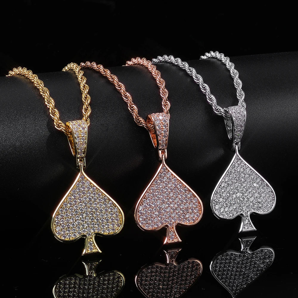 925 Silver VVS Moissanite Ace Spade Pendant