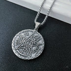 New Vintage Witchcraft Pentagram Pendant Necklace Jewish Hebrew Tetragrammaton Stainless Steel Amulet Jewelry Gift for