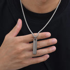 Sunburst Long Bar Pendant Necklace — Stainless Steel