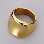 18K Vacuum Plated Wide Rings for Man Solid 316l Stainless Steel Men's Band Accessories Engagement Ring Birthday Party