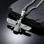 Faravahar Zoroastrian Winged Pendant Necklace — Stainless Steel