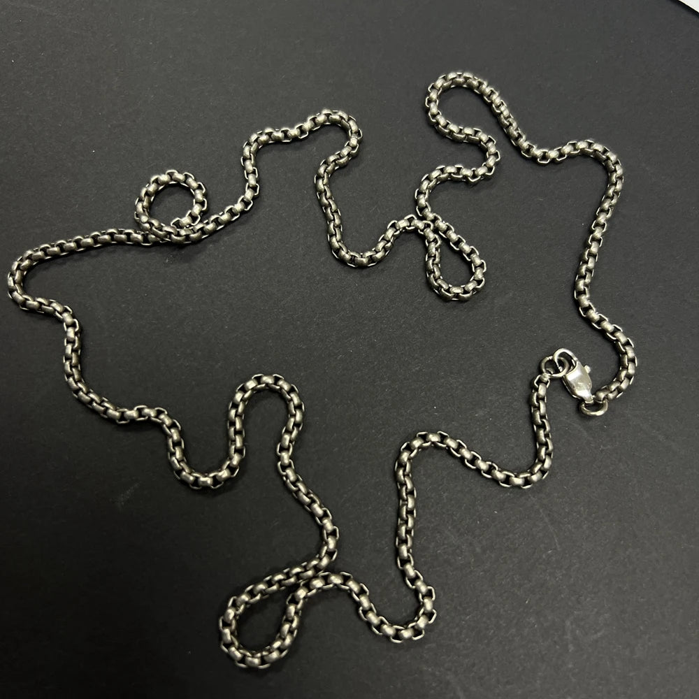 Fashion 3mm Width Pure Titanium Square Box Chain Necklace for Men Women Durable Anti-allergy Titanium Rolo Link Chain Necklace