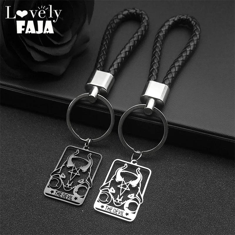 Star Key Steel Pendant Goth Goat Sheep Head Pentacle