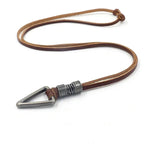 Leather Triangle Rope Chain Necklace — Zinc Alloy