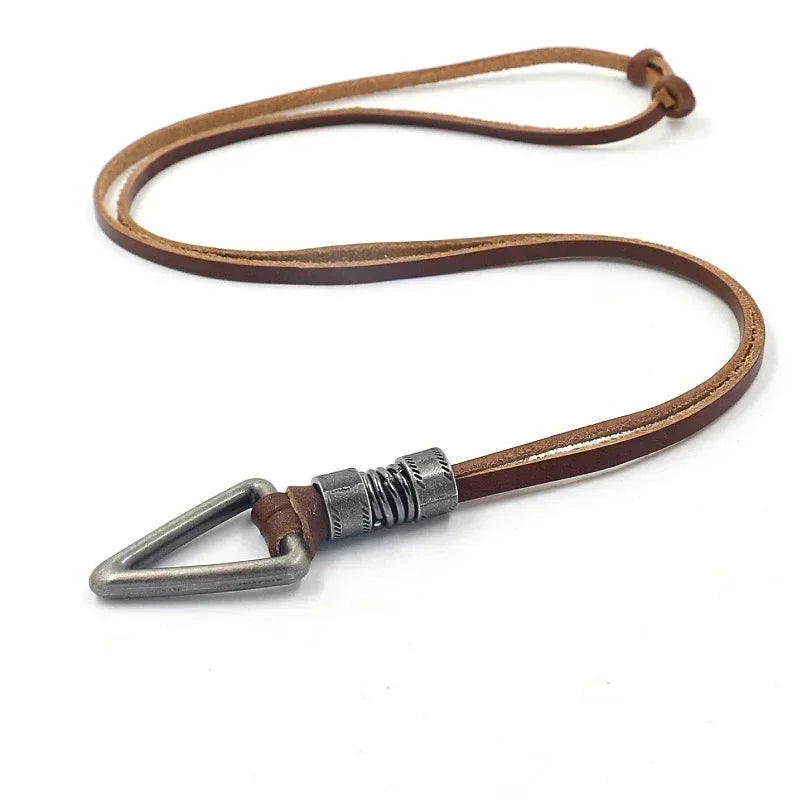 Leather Triangle Rope Chain Necklace — Zinc Alloy