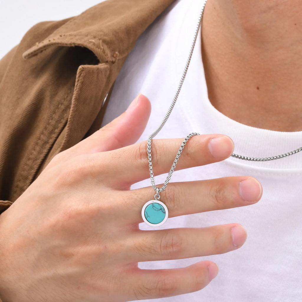 Tiger Eye Round Stone Pendant — Stainless