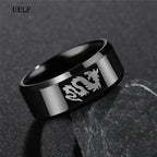 Uelf Punk Fashion Style Antique Retro Male Jewelry Viking Ring Female Black Dragon Amulet Vintage Norse Rune Rings For