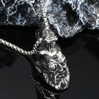 Viking Bearded Head Pendant Necklace — Nordic, Stainless Steel
