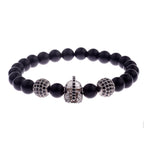 Black CZ Pave Ball Beaded Bracelet for Men — Adjustable Weave