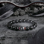 Dark Series Black Stone Bead Elastic Bracelet for Men Women