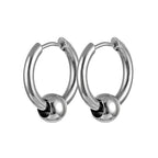 Feather Dangle Huggie Hoop Earrings for Men — Stainless Steel