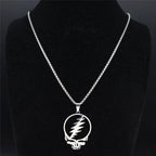 2024 New fashion punk rock band Grateful Dead Skull stainless steel necklace personality alphanulose collarbone chain