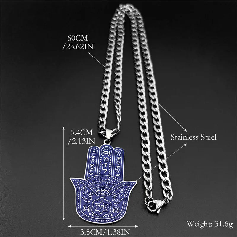Fatima Hand Pendant Necklace — Silver