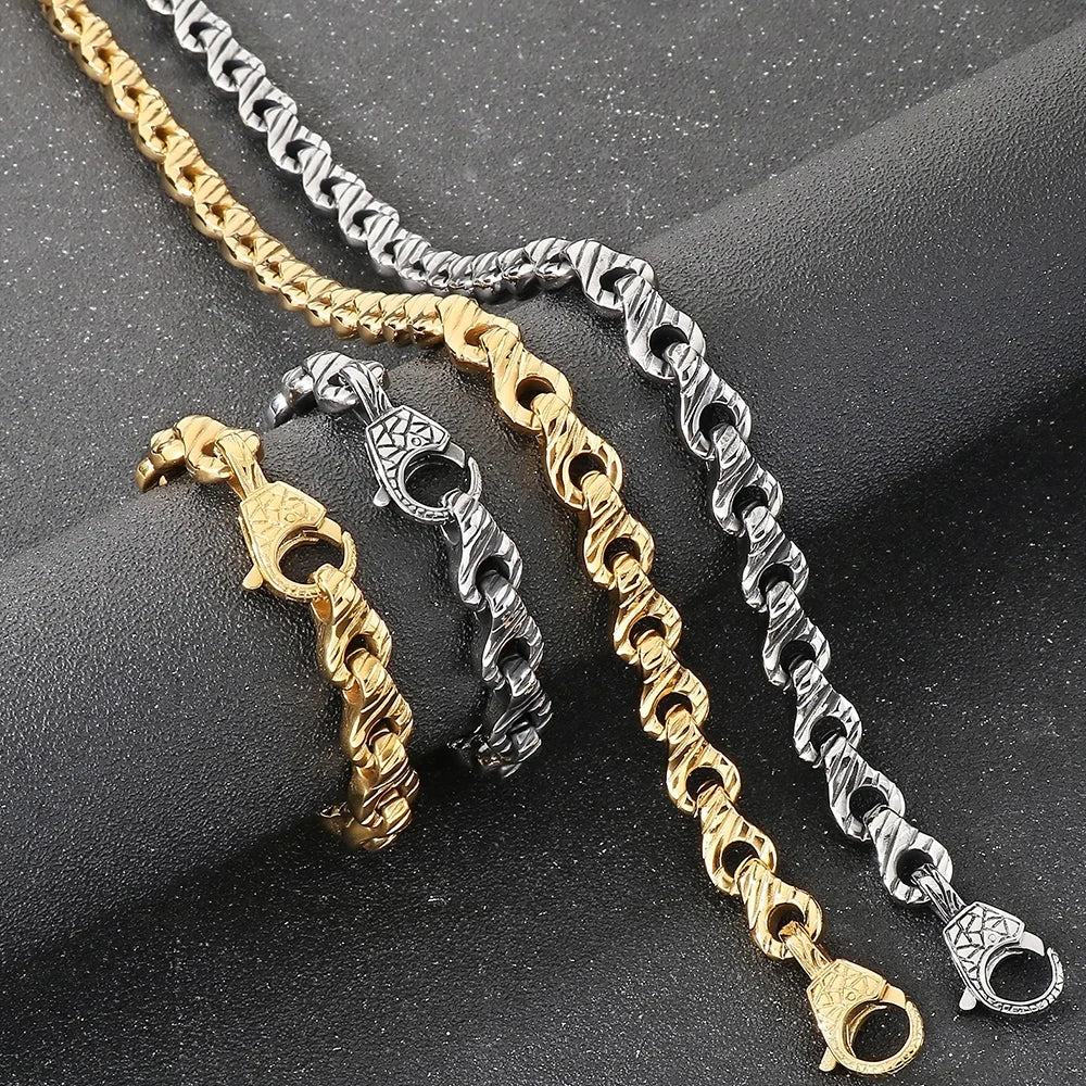 Vintage Solid Stainless Steel Handcuffs Style Link Chain Man Bracelet Necklace for Men Punk Rock Jewelry Accessory 1