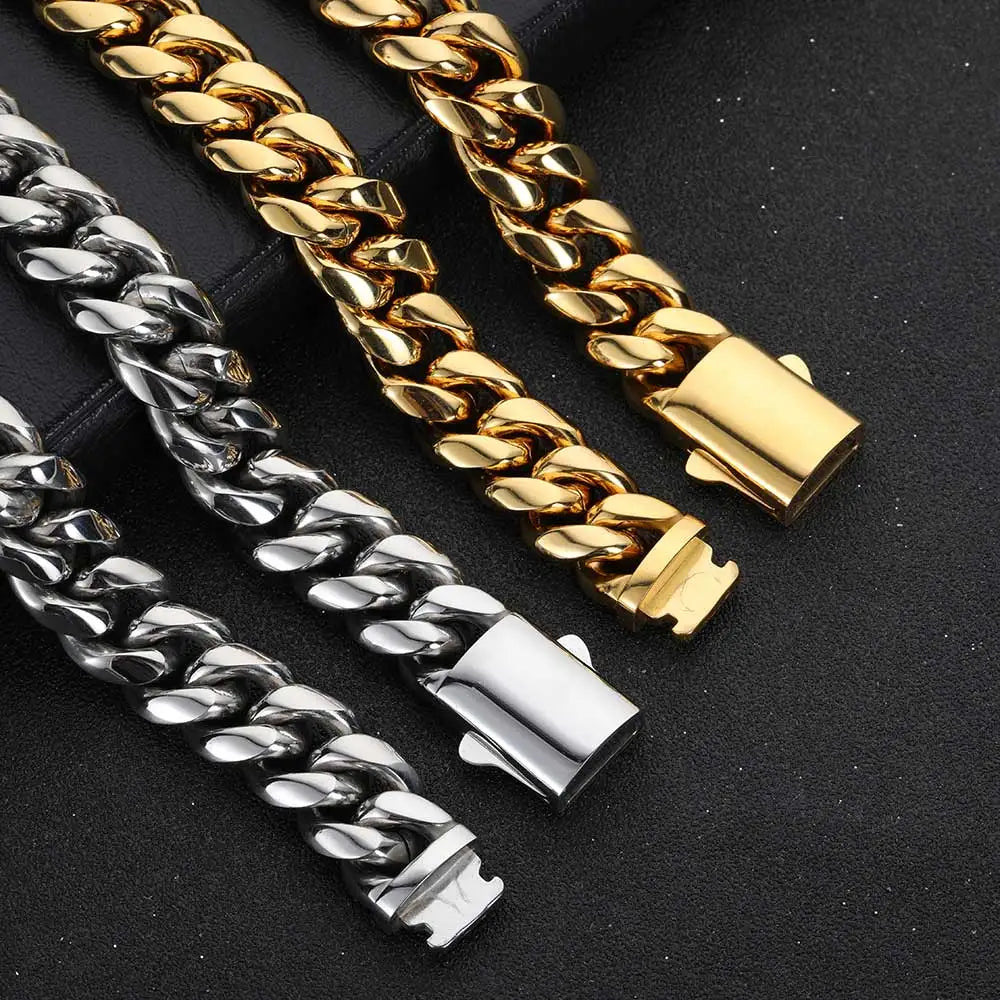 Stainless Steel Cuban Chain Necklace Miami 8/10/12MM
