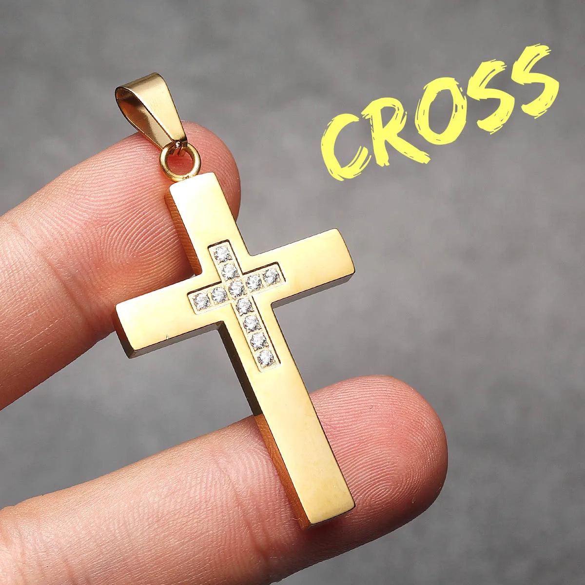 Cross Gemstone Pendant — Stainless Steel
