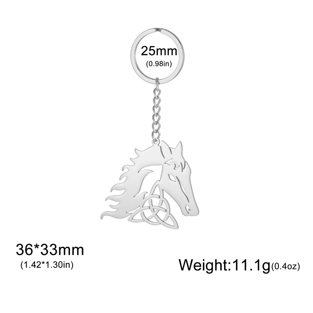 Teamer Hollow Horsehead Keychain For Women Men Gold Color Stainless Steel Cool Animal Bag Keyring Lucky Accessories Gift New