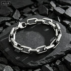 Cuban Chain Cross Bracelet for Men — Thick Link, Silver-Tone