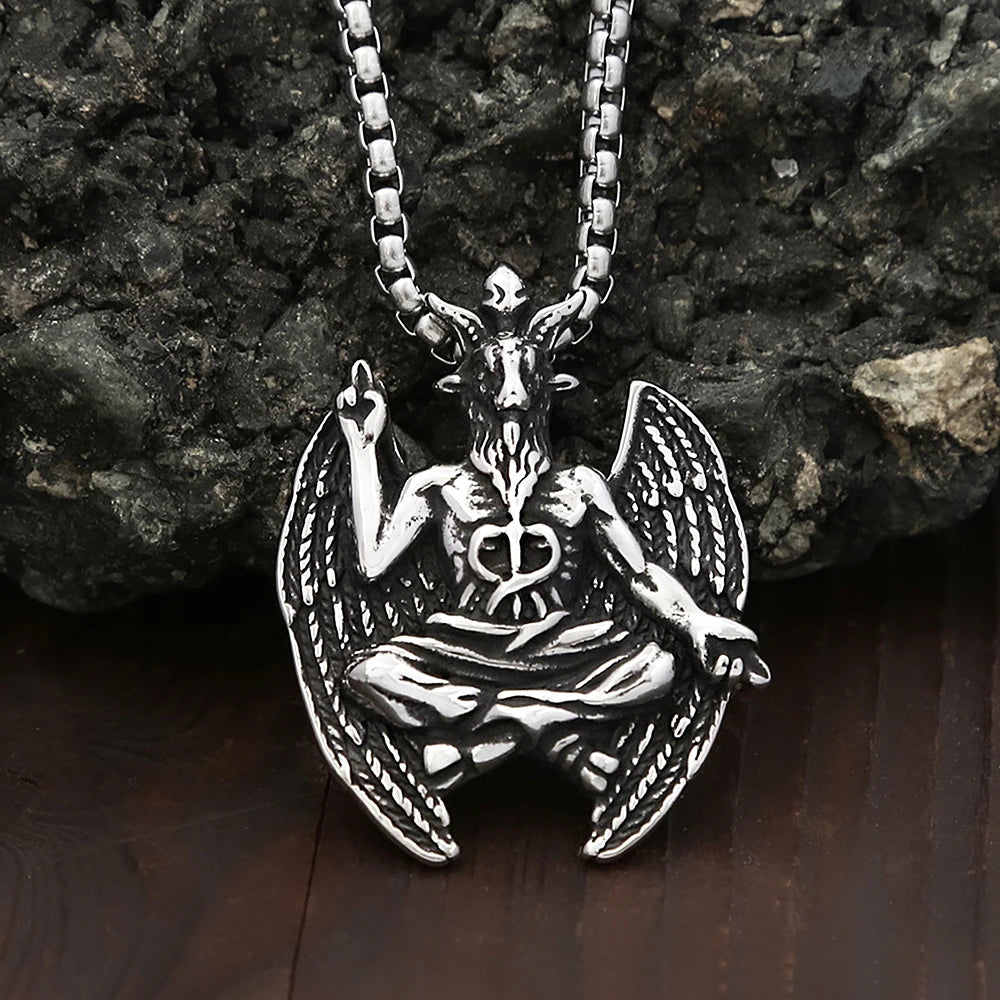 Occult Steel Pendant Vintage Gothic Satanic Goat