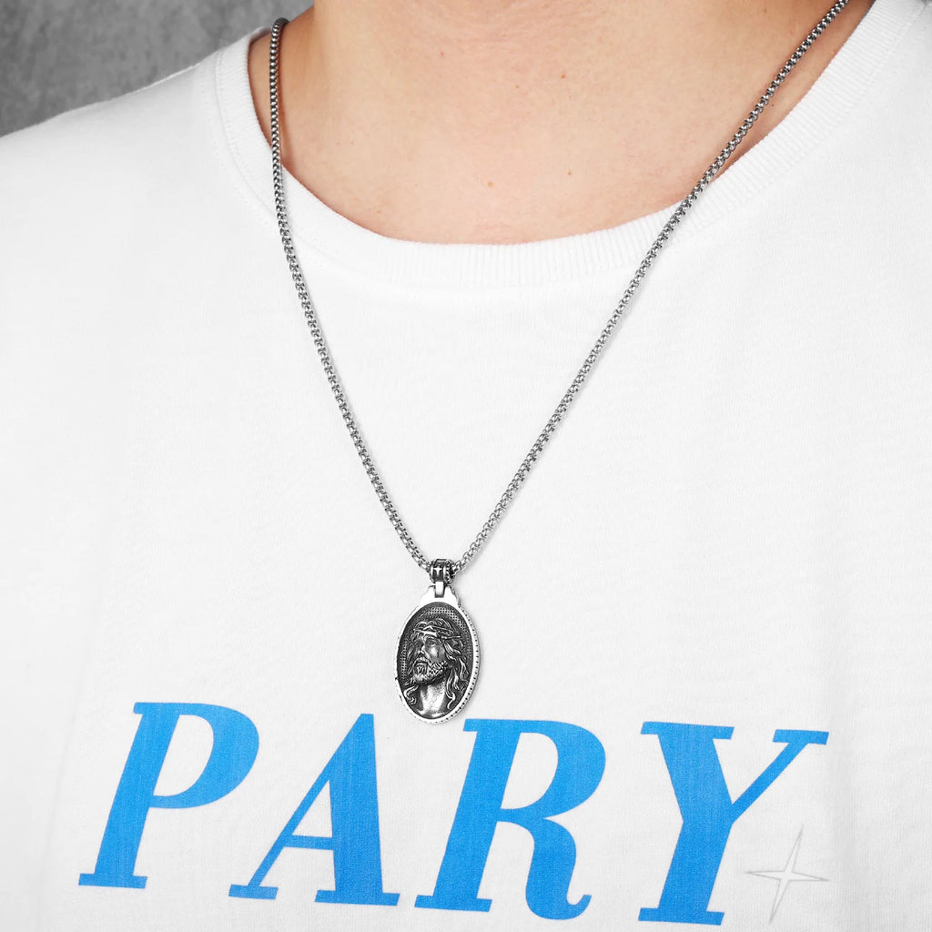 Jesus Pendant Necklace — Stainless Steel