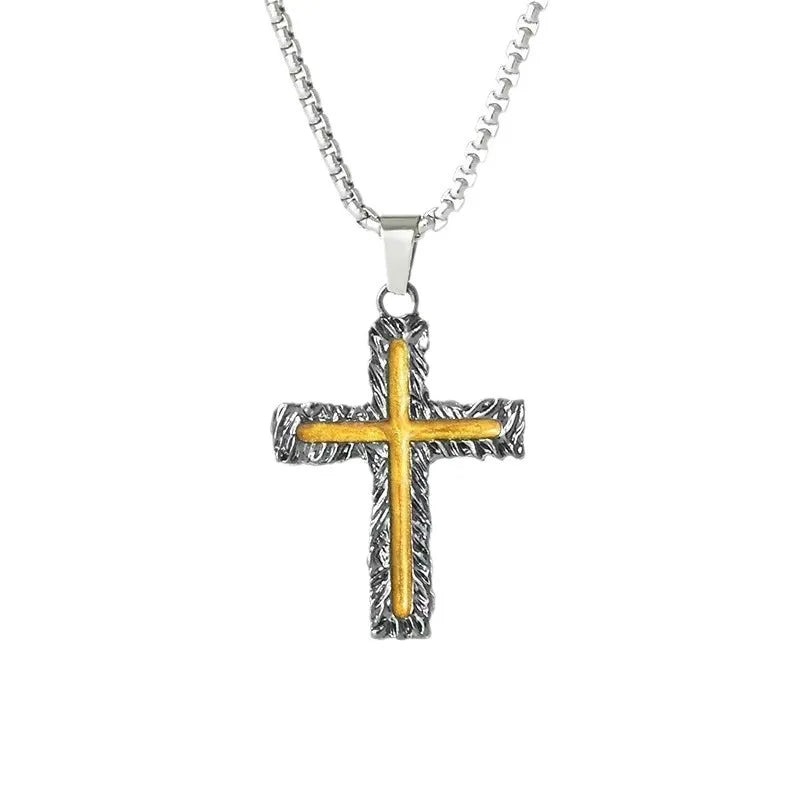 Cross Steel Pendant Yellow Lava