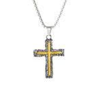 Cross Steel Pendant Yellow Lava